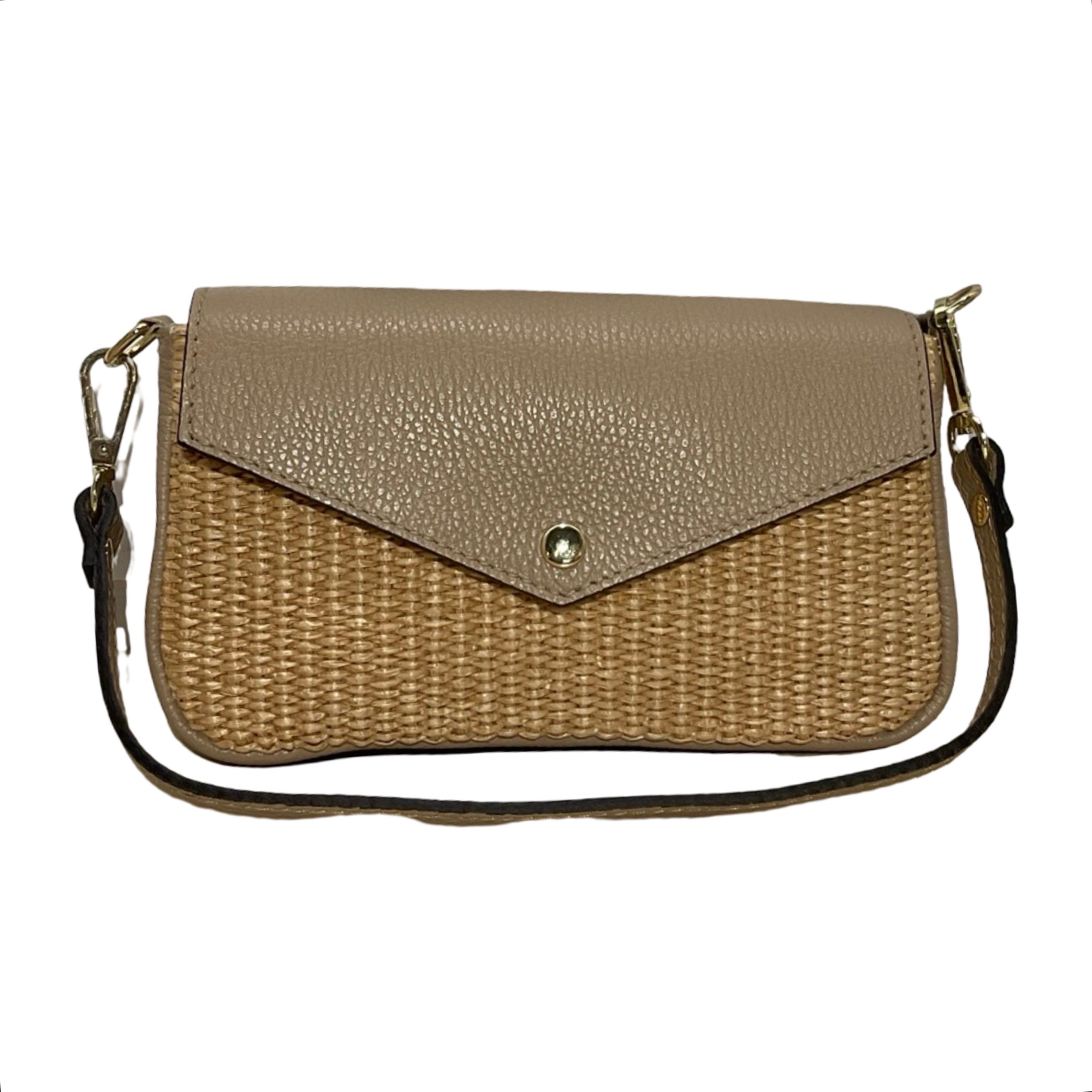 SAC POCHETTE CUIR RAPHIA CHLOE