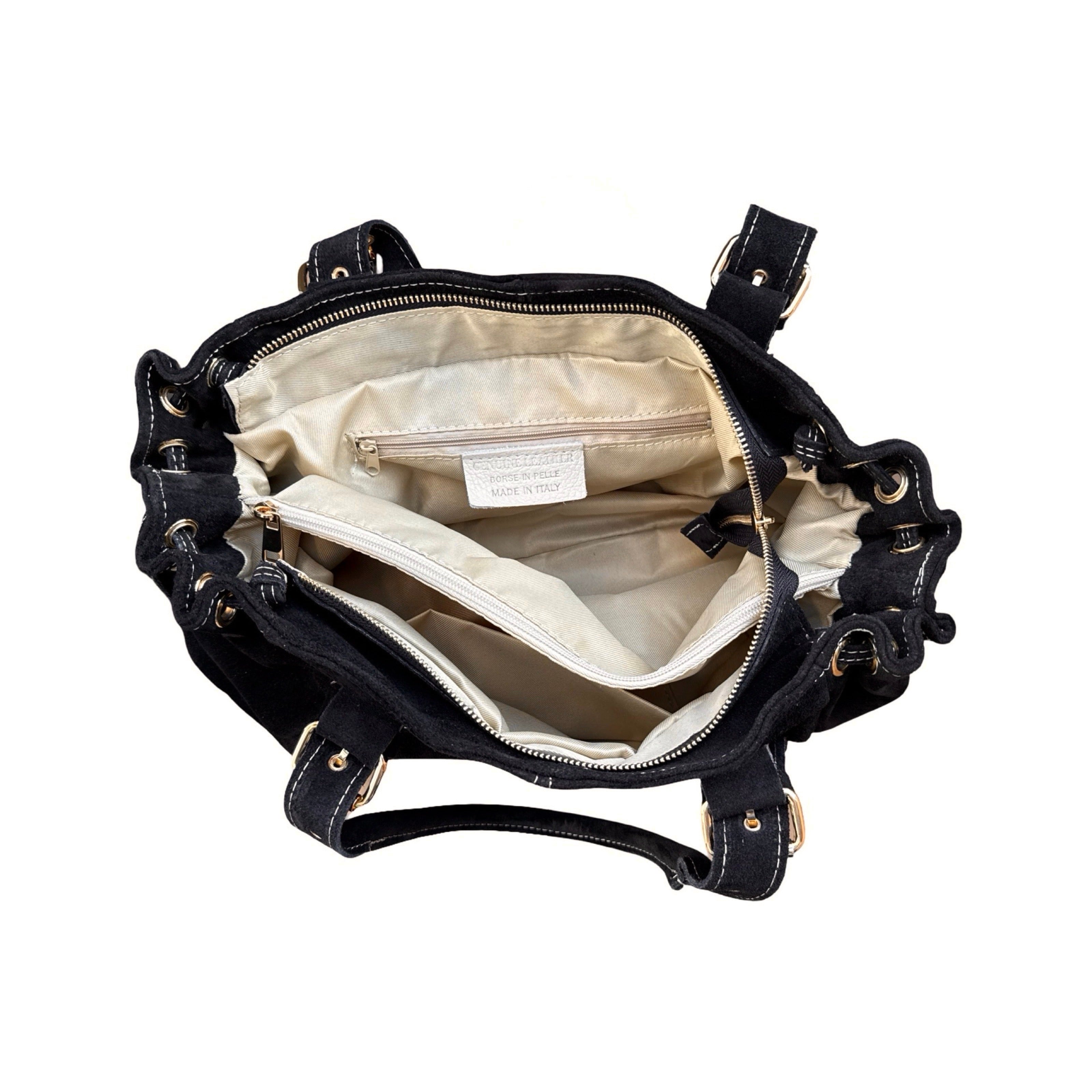 SAC CUIR SUEDE LACET L