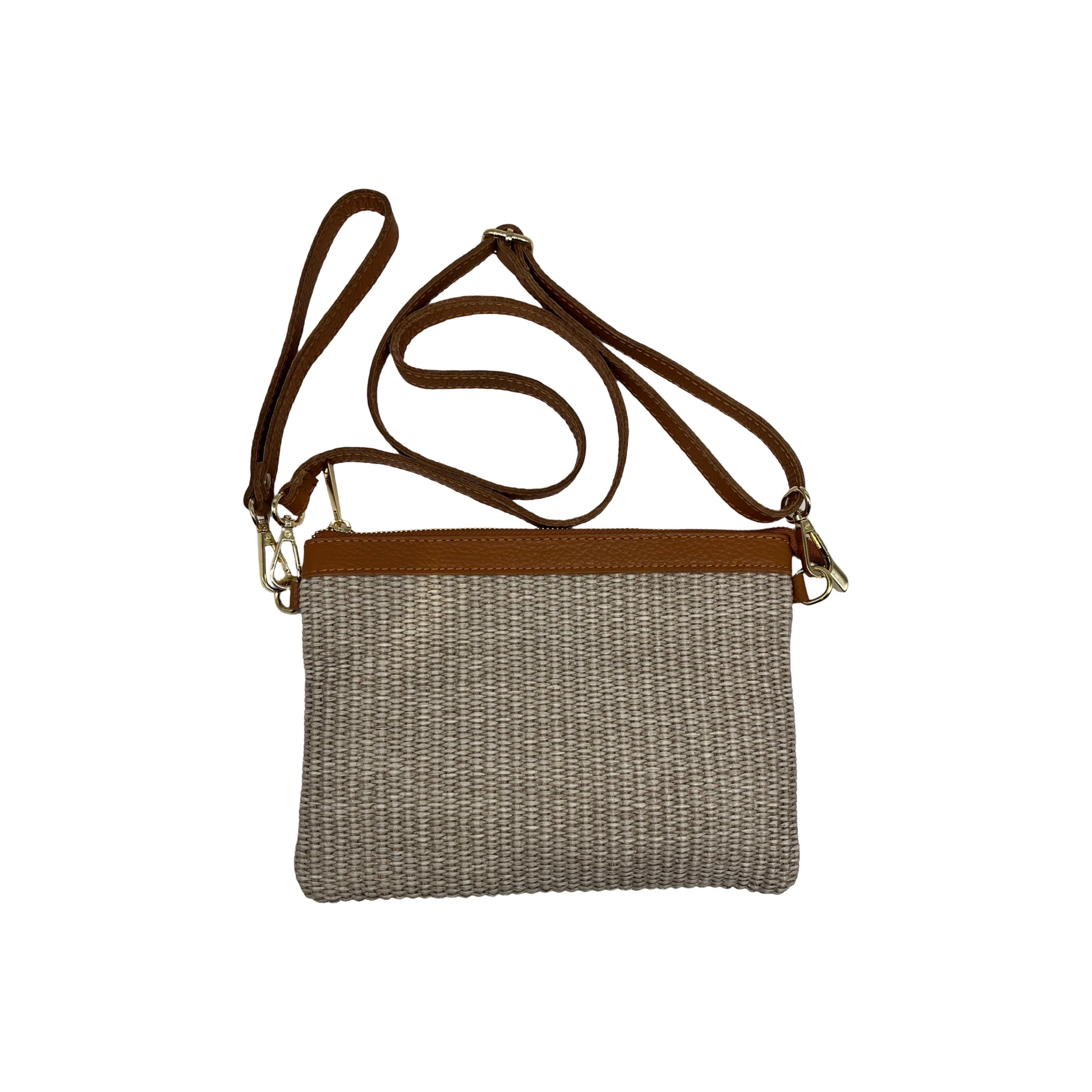 POCHETTE RAPHIA RAPHIA GARNI CUIR