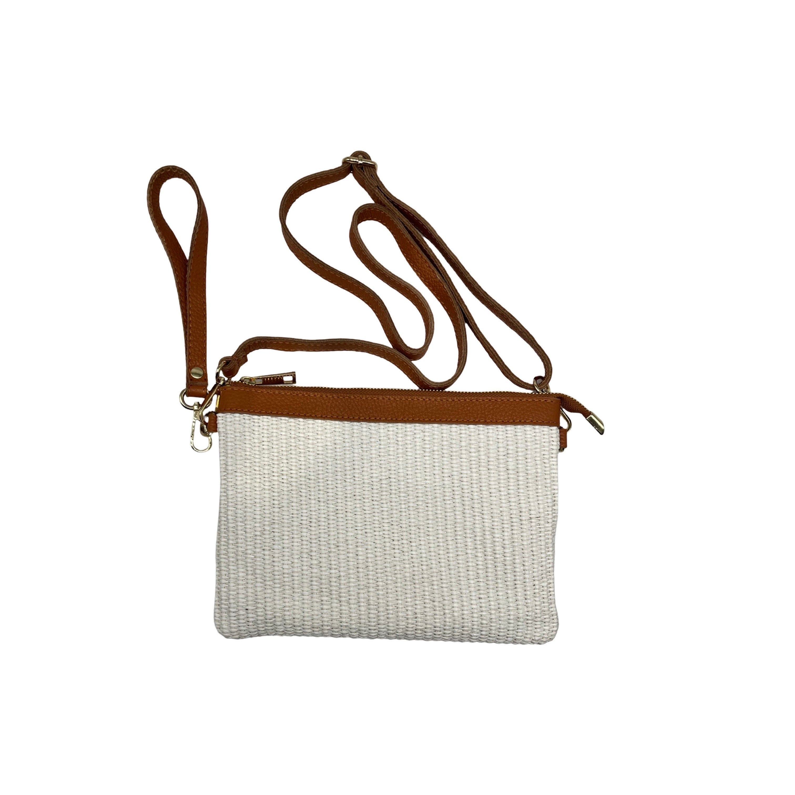 POCHETTE RAPHIA RAPHIA GARNI CUIR