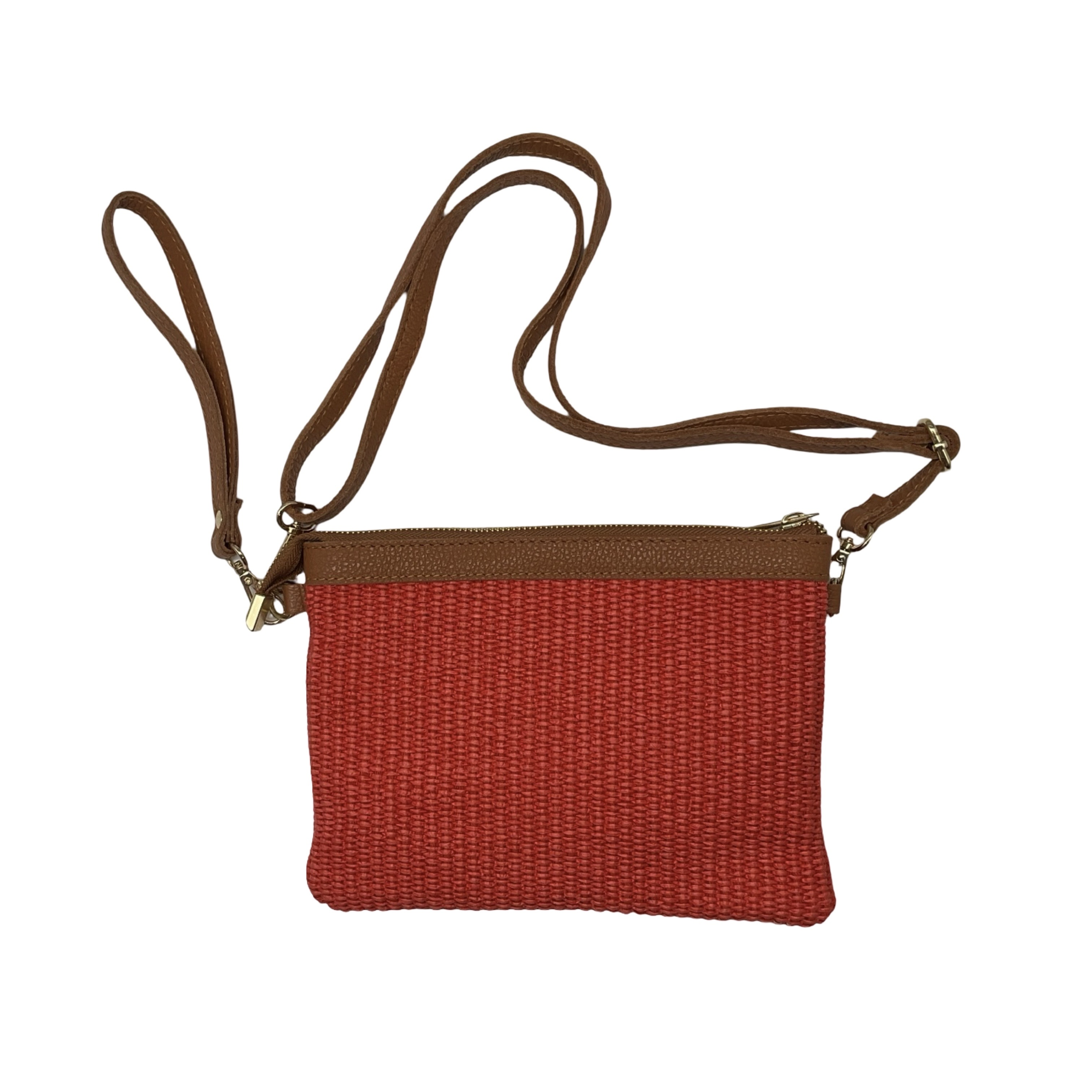 POCHETTE RAPHIA RAPHIA GARNI CUIR