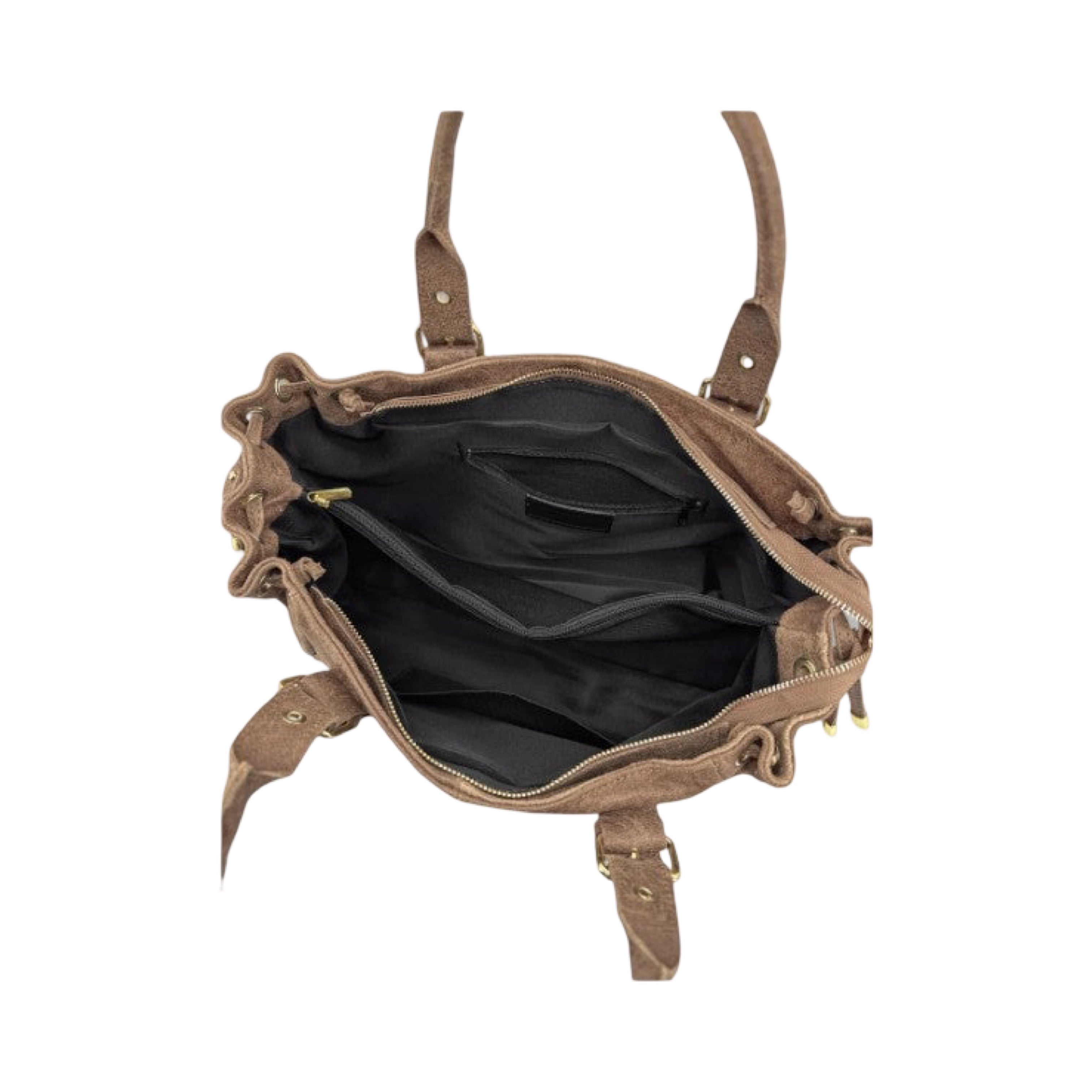 SAC CUIR BROSSE LACET L