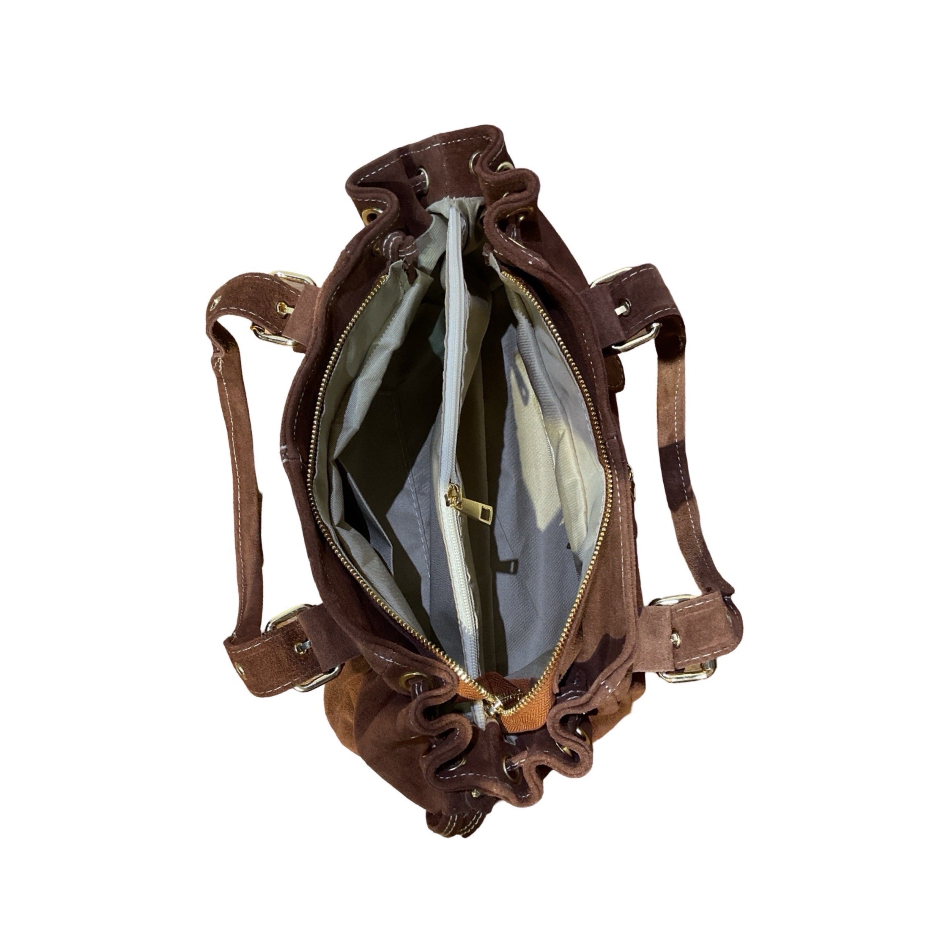 SAC CUIR SUEDE LACET S