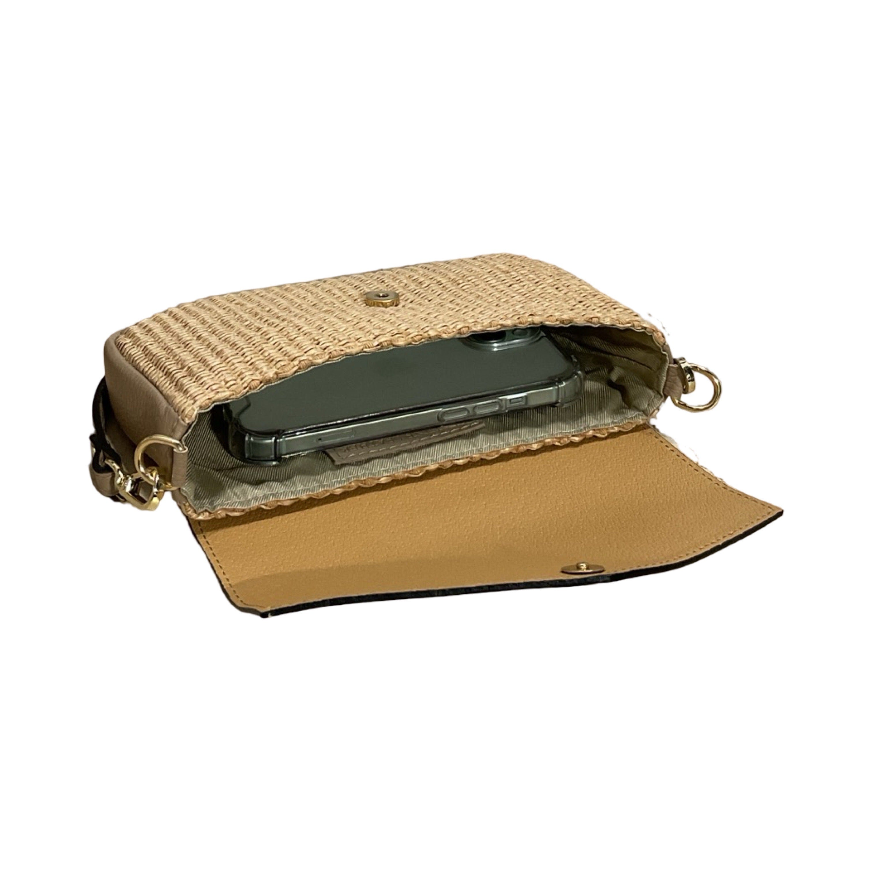 SAC POCHETTE CUIR RAPHIA CHLOE