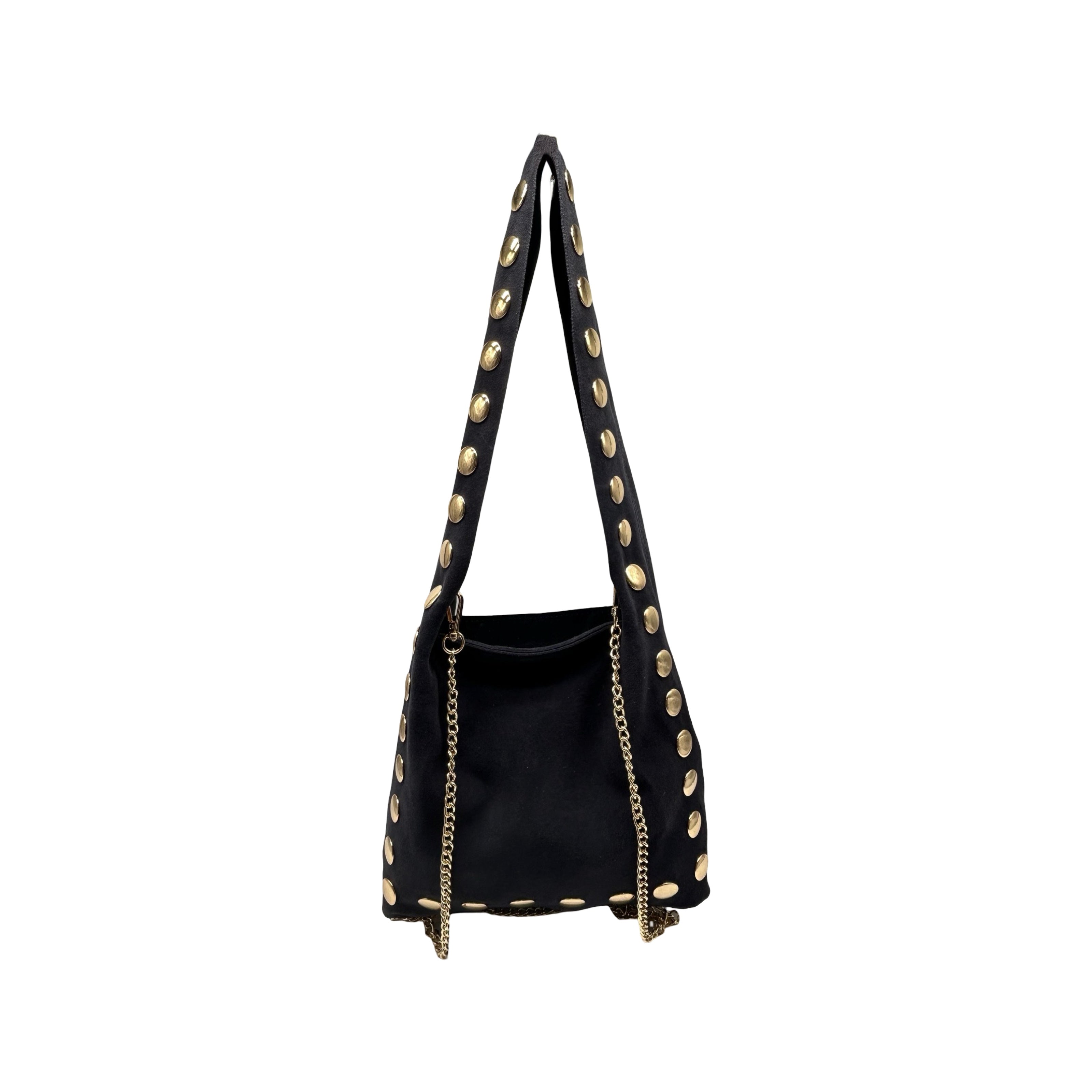 SAC A MAIN EN CUIR CLOUTÉ OR - MODÈLE "ALEXA"