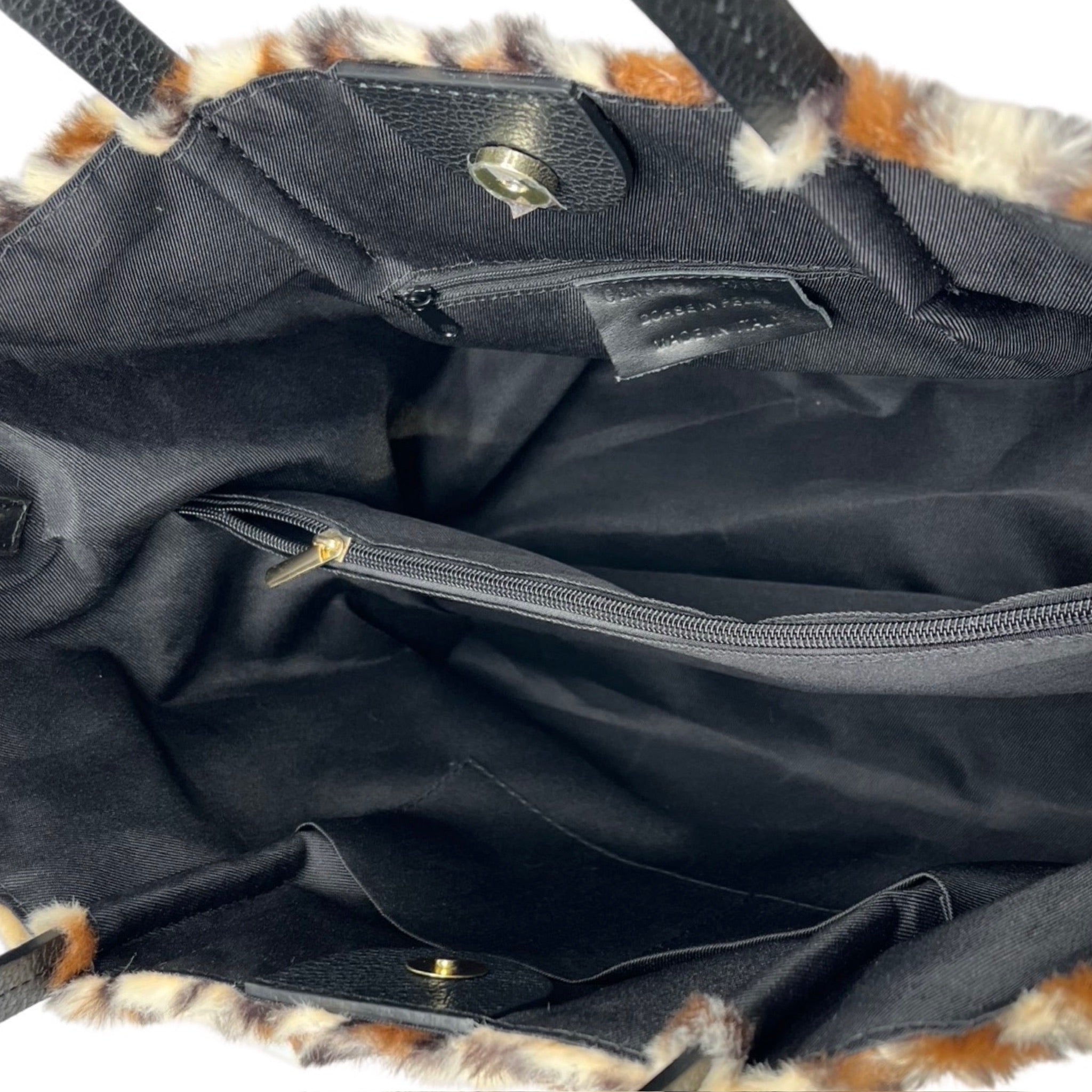 SAC FOURURE GARNI CUIR