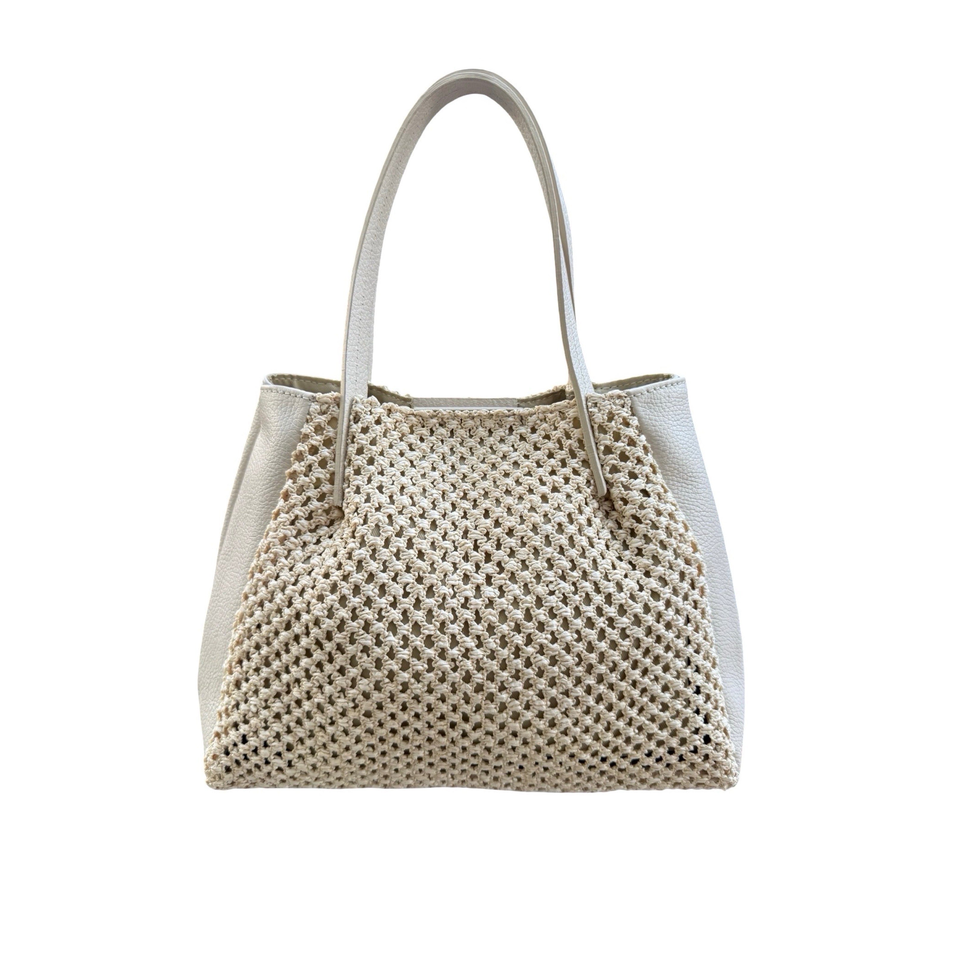 SAC A PRINCIPAL NOUVEAU RAPHIA GARNI CUIR