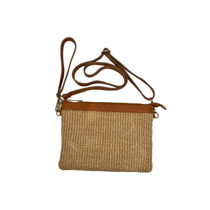 POCHETTE RAPHIA RAPHIA GARNI CUIR