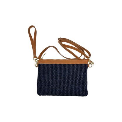 POCHETTE RAPHIA RAPHIA GARNI CUIR