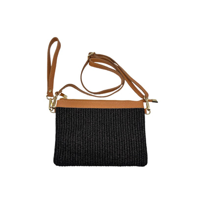 POCHETTE RAPHIA RAPHIA GARNI CUIR