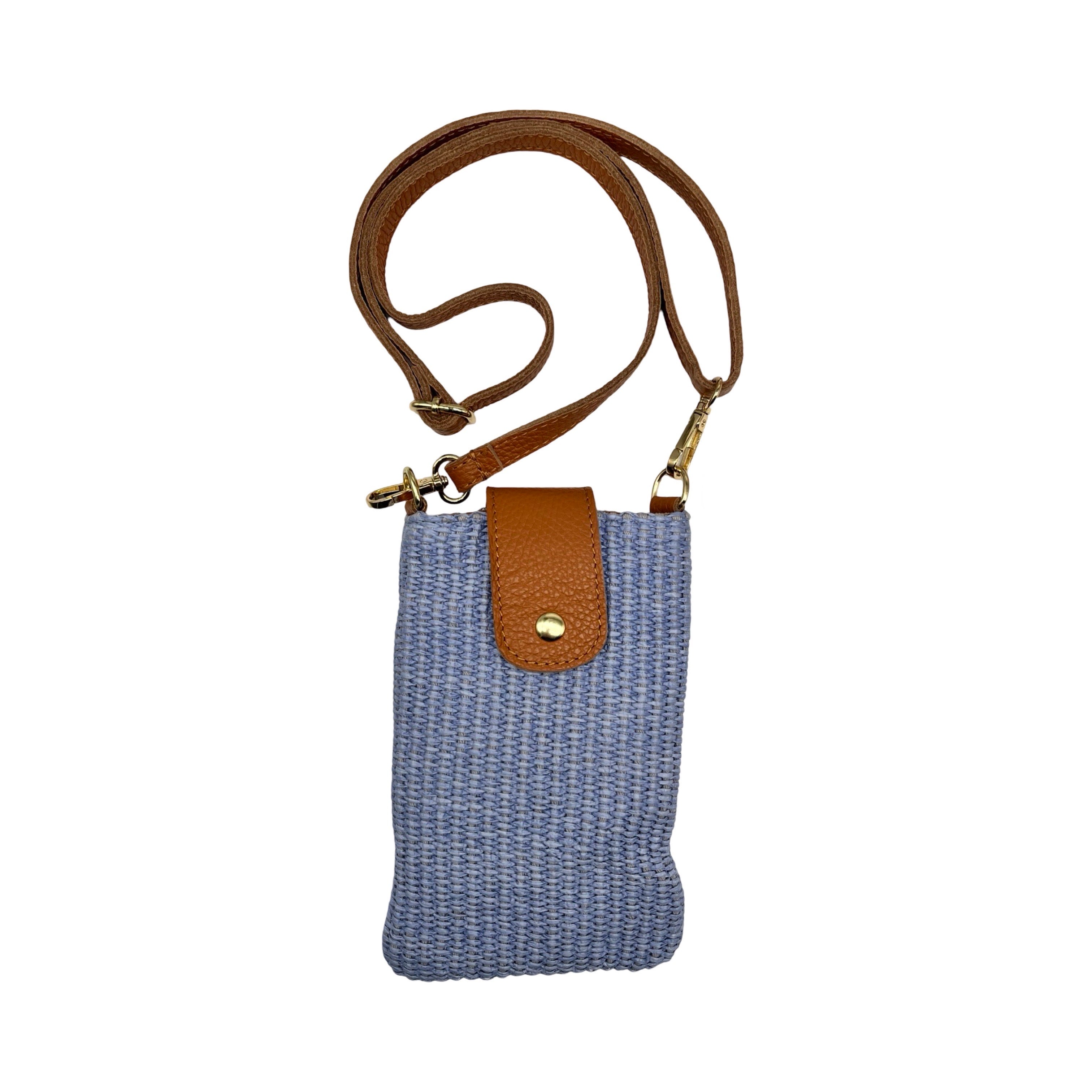 SAC TÉLÉPHONE RAPHIA GARNI CUIR