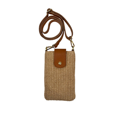 SAC TÉLÉPHONE RAPHIA GARNI CUIR