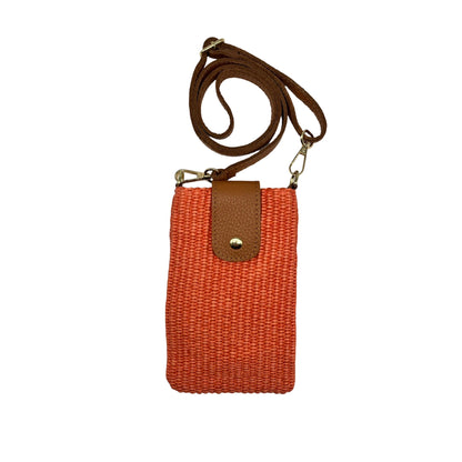 SAC TÉLÉPHONE RAPHIA GARNI CUIR