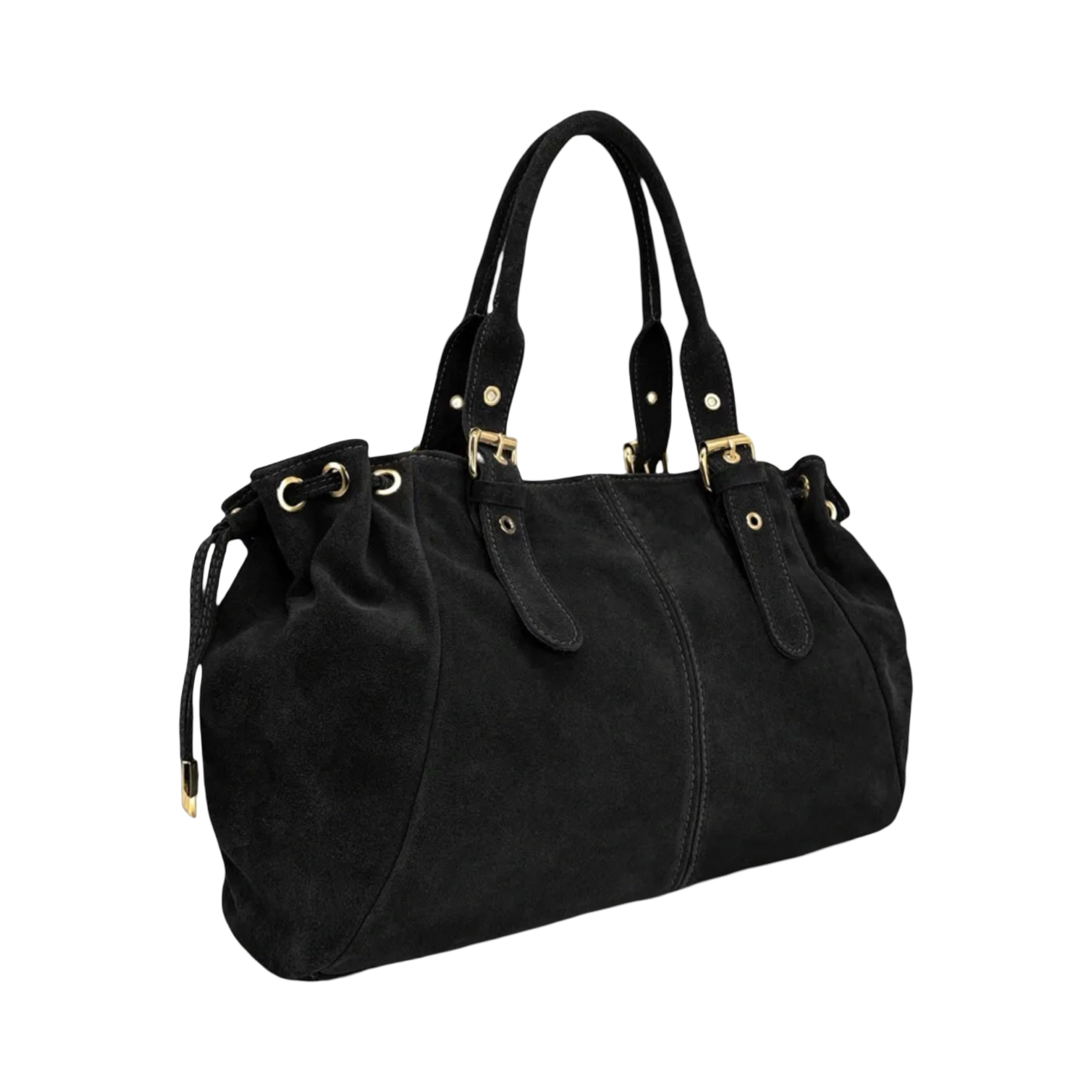 SAC CUIR SUEDE LACET L