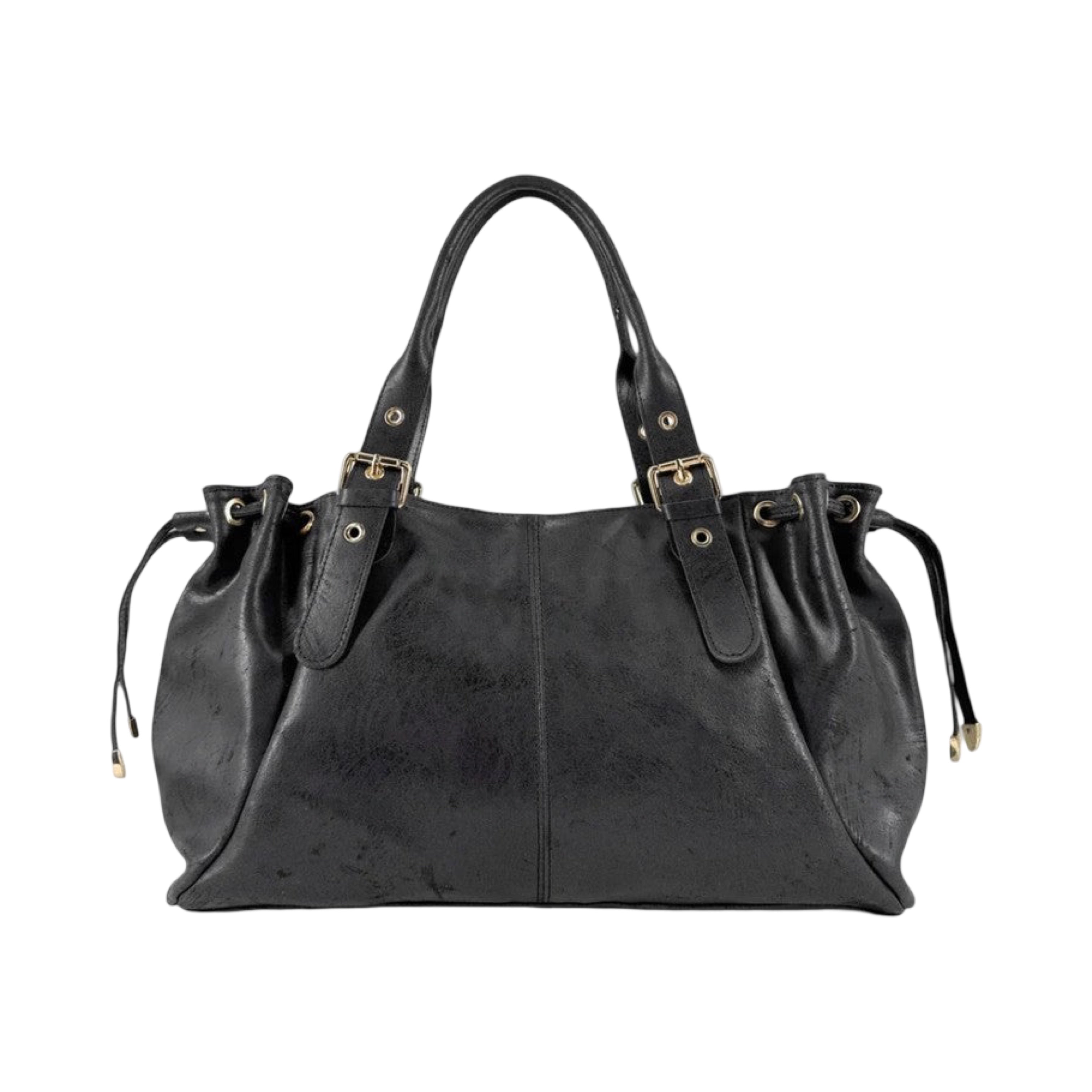 SAC CUIR BROSSE LACET L